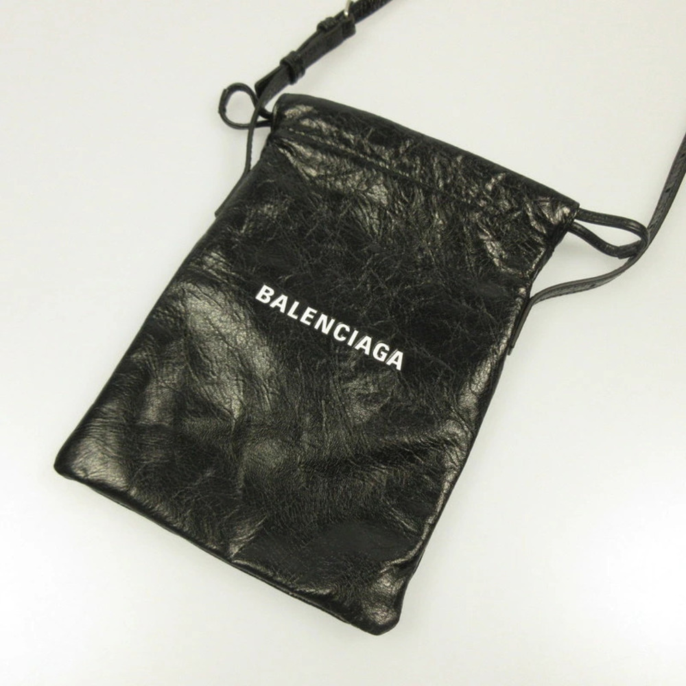 Balenciaga Shopper Phone Shoulder Bag Black